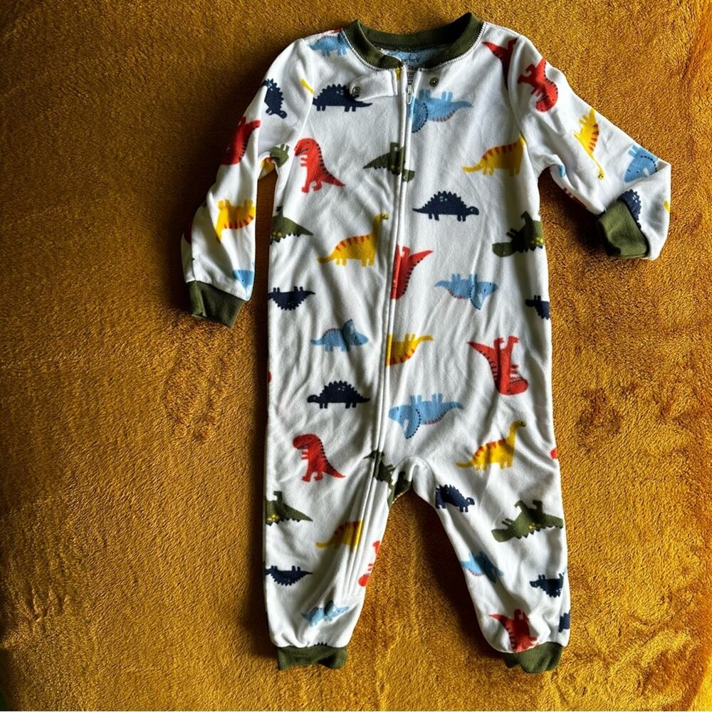 Carter’s Boys 2T Fleece Zipper Footie Pajama without feet Dinosaurs